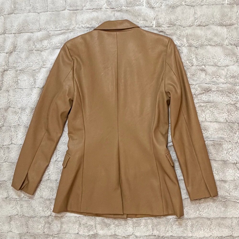 Blank NYC Faux Leather Double Breasted Blazer Tan Women’s M - Picture 5 of 10